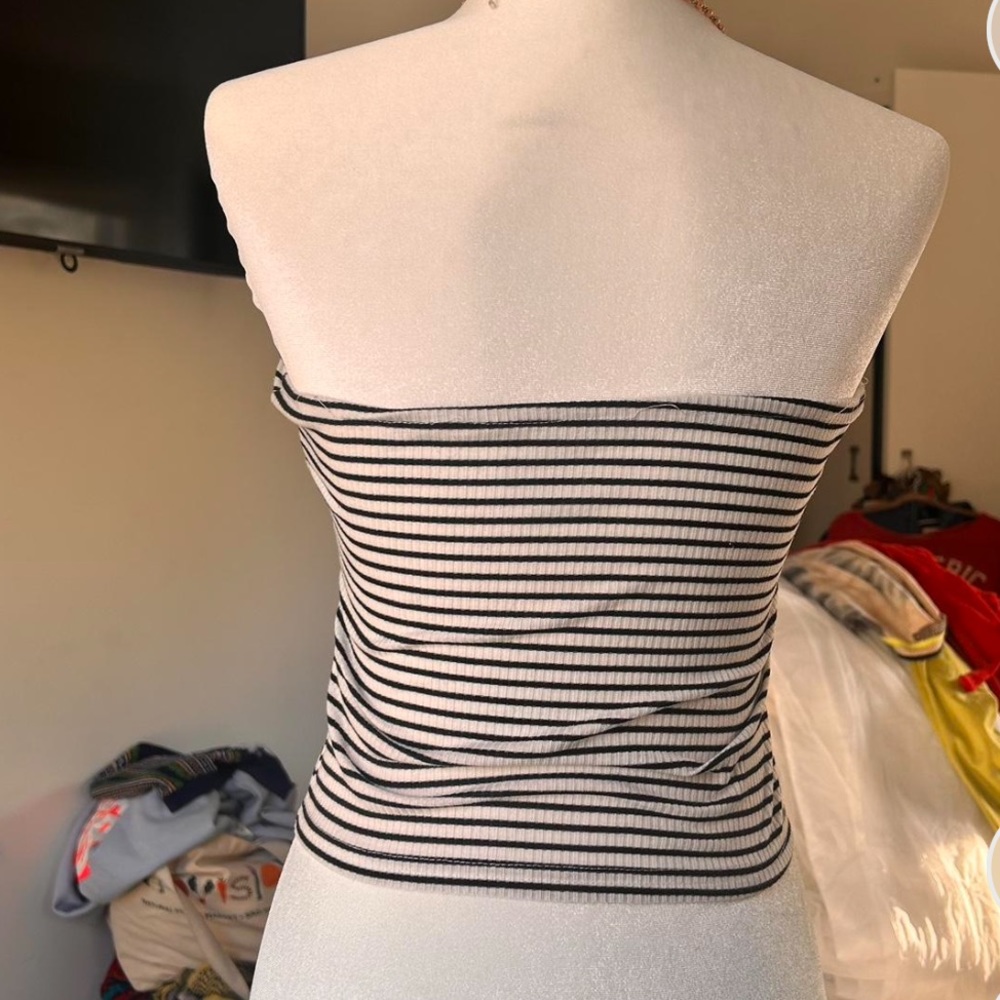 Black and white stripped tube top